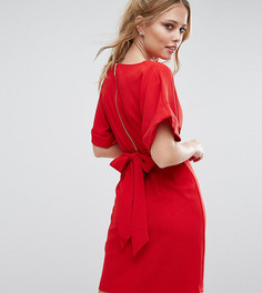 Платье миди с рукавами-кимоно и поясом на спине Closet - Красный