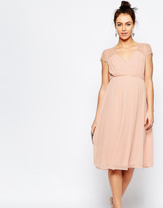 Кружевное платье миди ASOS Maternity Kate - Розовый