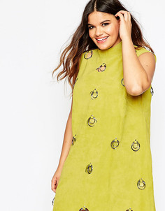 Замшевое платье с кольцами ASOS CURVE - Желтый