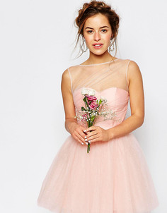 Свадебное платье мини из тюля Chi Chi London Petite - Розовый