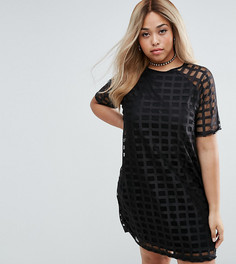 Цельнокройное платье из решетчатой сеточки ASOS CURVE - Черный