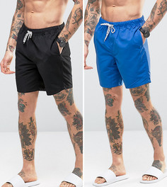 2 шорт для плавания средней длины (синие/черные) ASOS - СКИДКА - Мульти