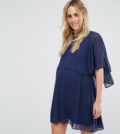 Короткое приталенное платье для беременных с накидкой ASOS Maternity - Синий
