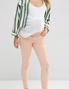 Розовые джинсы скинни для беременных с рваной отделкой ASOS Maternity Ridley - Розовый