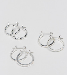 Набор из 3 пар 20 мм серег‑колец ASOS - Серебряный