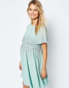 Приталенное платье для беременных с пайетками ASOS Maternity Premium - Зеленый