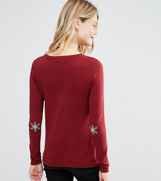 Рождественский джемпер для беременных со снежинками на локтях ASOS Maternity - Красный
