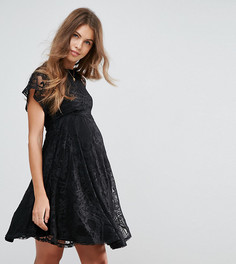 Кружевное приталенное платье для беременных с рукавами-бабочка ASOS Maternity - Черный