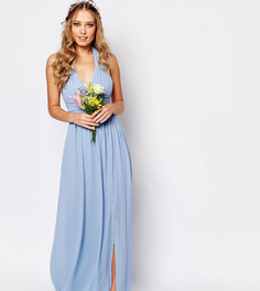 Шифоновое платье макси с завязкой на шее TFNC WEDDING - Синий