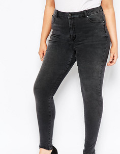 Выбеленные черные джинсы с завышенной талией ASOS CURVE Sculpt Me - Черный