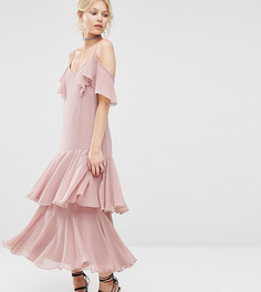 Платье макси с оборками ASOS PETITE Premium - Мульти