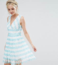 Кружевное платье мини в полоску ASOS PETITE SALON - Мульти