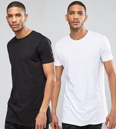 2 длинных футболки с круглым вырезом (черная, белая) ASOS - СКИДКА - Мульти