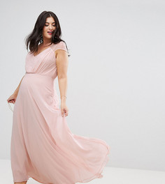 Платье макси с кружевом ASOS CURVE Kate - Розовый