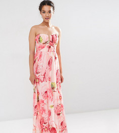 Платье-бандо макси из сетки с цветочным принтом ASOS PETITE WEDDING - Мульти