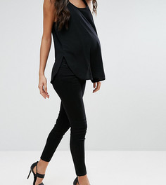 Зауженные черные джинсы для беременных с поясом под животом ASOS Maternity PETITE - Черный