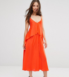 Многослойное платье миди на бретельках ASOS PETITE - Оранжевый
