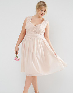 Платье миди с оборками ASOS CURVE WEDDING - Розовый