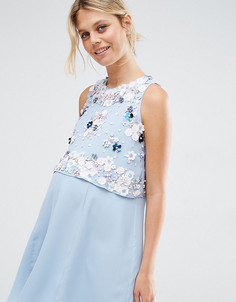 Платье для беременных с 3D цветочной отделкой кроп-топа ASOS Maternity - Синий