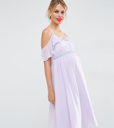 Платье миди с открытыми плечами для беременных ASOS Maternity - Фиолетовый