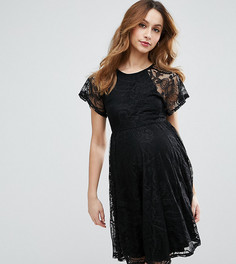 Кружевное приталенное платье для беременных с рукавами-бабочка ASOS Maternity - Черный