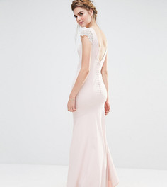 Платье макси с кружевными рукавами и пуговицами сзади Jarlo Wedding - Розовый