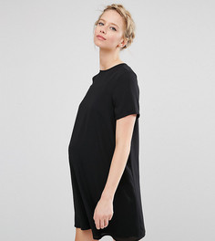 Цельнокройное платье для беременных с верхним слоем из шифона ASOS Maternity - Черный