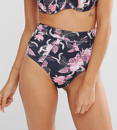 Трусы бикини в цветочек с завышенной талией ASOS FULLER BUST Aurora - Мульти