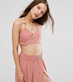 Пляжный укороченный топ с запахом ASOS PETITE - Оранжевый