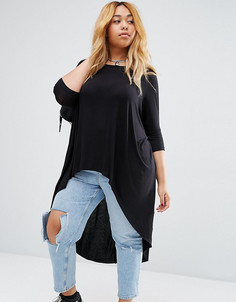 Топ с глубоким вырезом на спинке ASOS CURVE - Черный