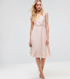 Кружевное платье миди ASOS TALL Kate - Бежевый