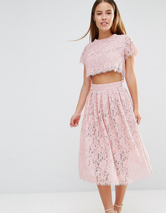 Короткое приталенное платье для выпускного 2 в 1 из кружева True Decadence Petite - Розовый