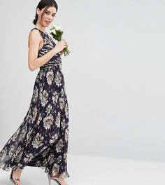 Платье макси со сборками и винтажным цветочным принтом ASOS PETITE WEDDING - Мульти