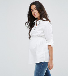 Тканая рубашка в строгом стиле Mamalicious - Белый Mama.Licious