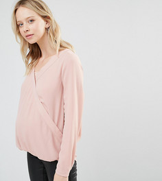 Тканая блузка для беременных и кормящих с запахом и длинными рукавами Mamalicious Nursing - Розовый Mama.Licious