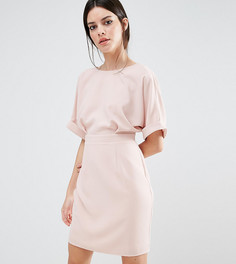 Тканое платье мини с V-образным вырезом сзади ASOS PETITE - Розовый