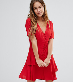 Чайное платье с пуговицами и ярусной юбкой ASOS PETITE - Красный