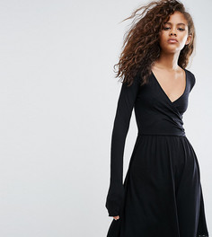 Платье с запахом и кружевной кромкой ASOS TALL - Черный