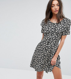 Чайное платье мини с рюшами и цветочным принтом ASOS TALL - Мульти