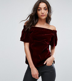 Бархатный топ с открытыми плечами ASOS TALL - Красный
