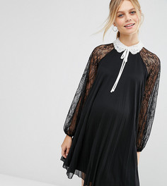 Платье-трапеция мини для беременных с отделкой ASOS Maternity - Черный