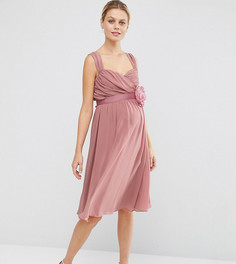 Шифоновое платье-бандо миди для беременных ASOS Maternity WEDDING - Розовый