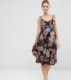 Шифоновое платье миди для беременных с цветочным принтом ASOS Maternity WEDDING - Мульти