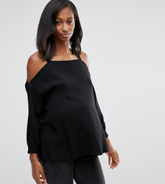 Топ для беременных с вырезами на плечах и завязкой сзади ASOS Maternity - Черный