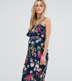 Платье-бандо миди с оборкой и цветочным принтом ASOS Maternity - Мульти