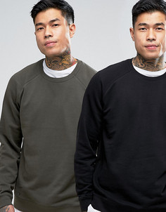 2 свитшота (черный, хаки) ASOS - СКИДКА - Мульти