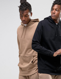 2 удлиненных худи (бежевое/ черное) ASOS - СКИДКА - Мульти