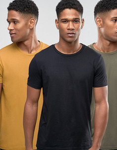 3 футболки (светло-коричневая, хаки, черная) ASOS - СКИДКА - Мульти