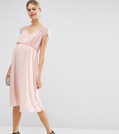 Кружевное платье миди ASOS Maternity Kate - Розовый