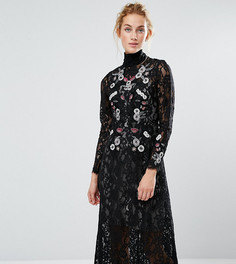 Кружевное платье миди с вышивкой Hope &amp; Ivy - Черный
